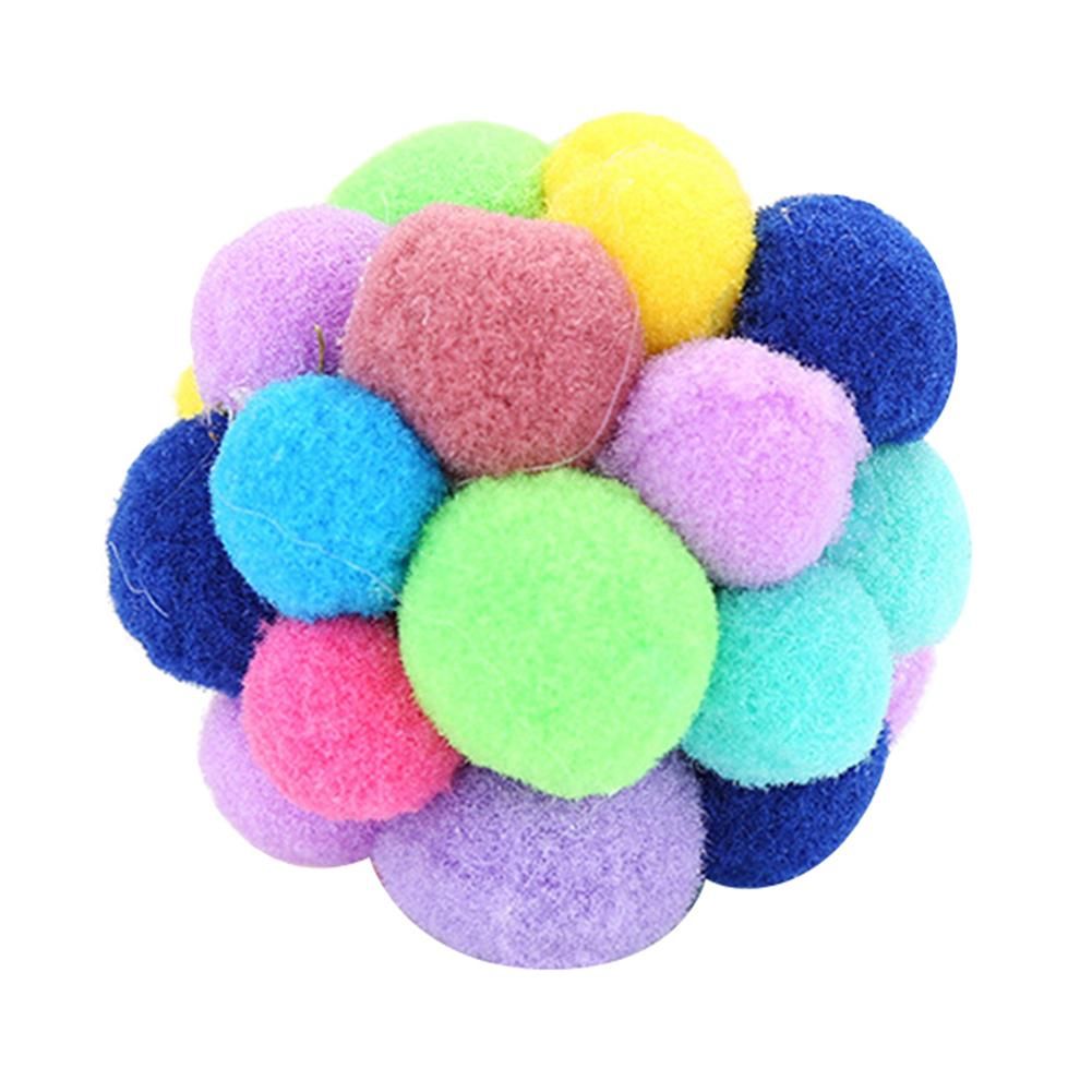 Pet Cats Kitten Handmade Bells Bouncy Ball Molar-Multicolor