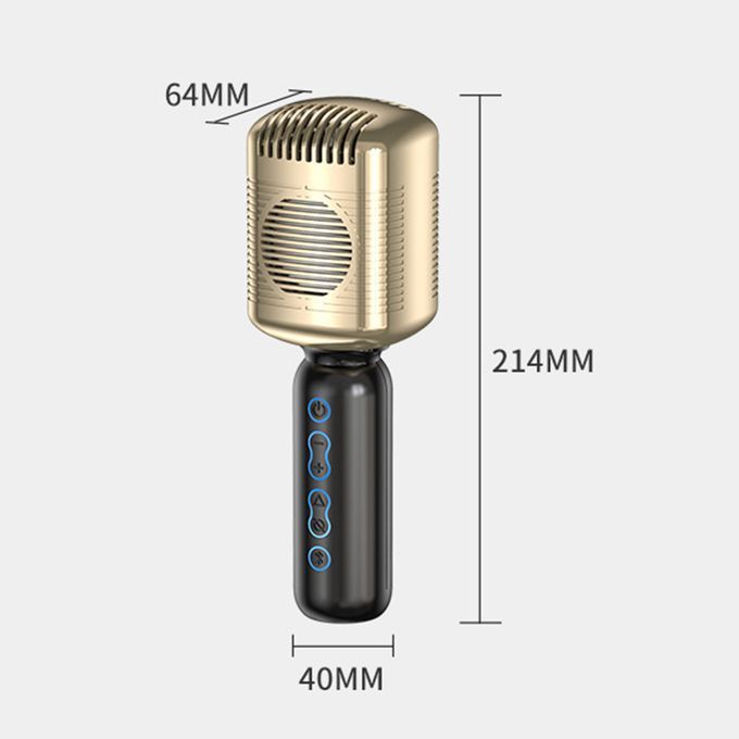 Bluetooth Microphone Karaoke Mic Speaker Singing For Vloggers Gold