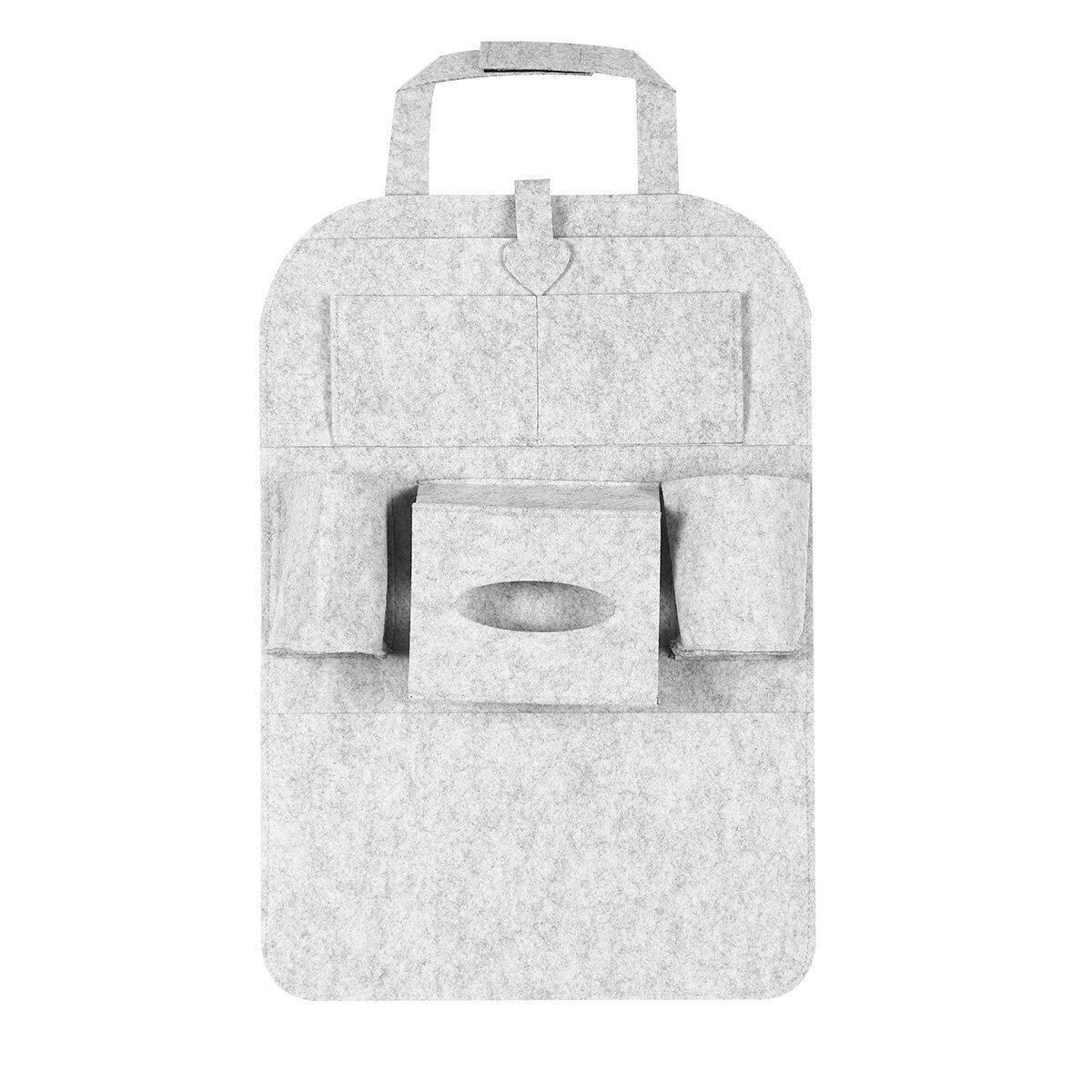 Car Back Seat Organizer Multi-pocket Holder Travel Felt Storage Bags Light Grey