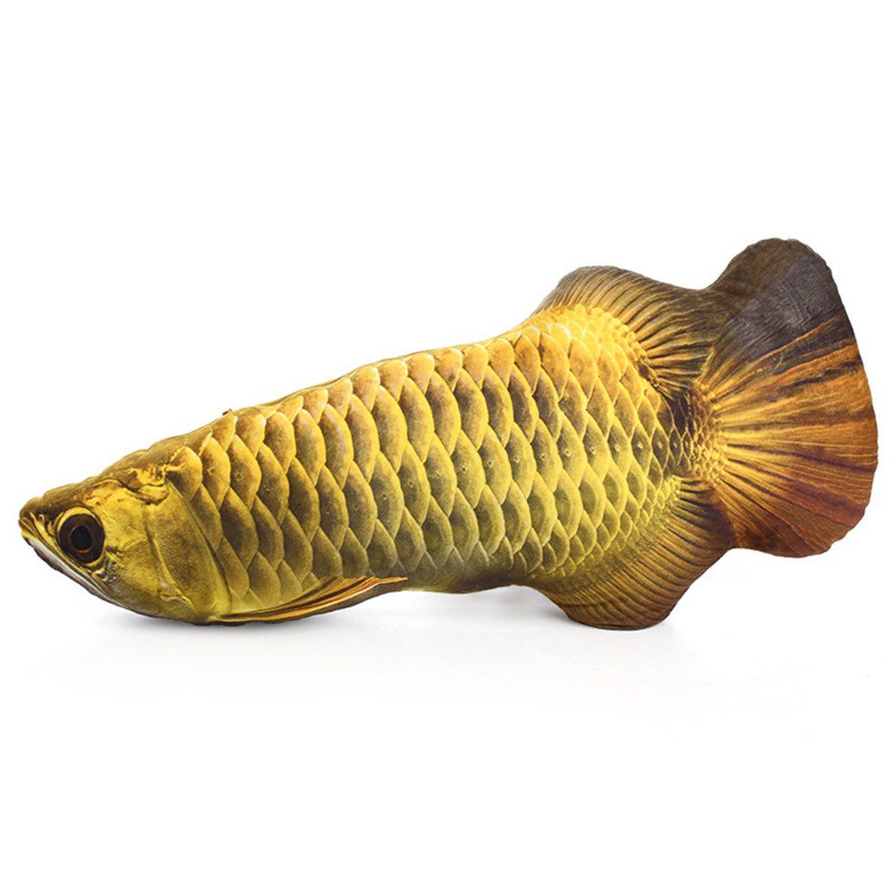 Reative 3D Fish Shape  At Toy  Ulation Plush Fish Pet  Atnip Fish  Ow-gold-arowana