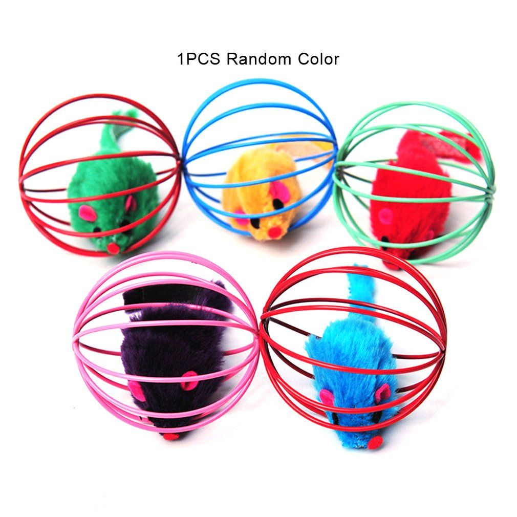 Cage Mouse Wire Cage Fur Mouse Pet Cat Toy Ball Cat Toy Feather Mouse