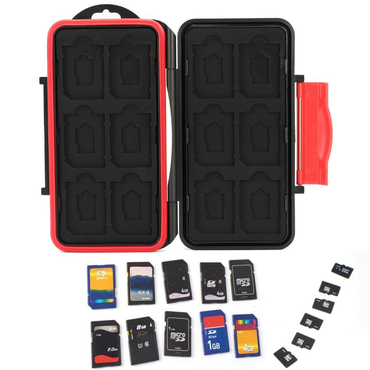 Waterproof 12 SD+12 TF Cards Box Memory Card Case Holder Protector Hard Pouch