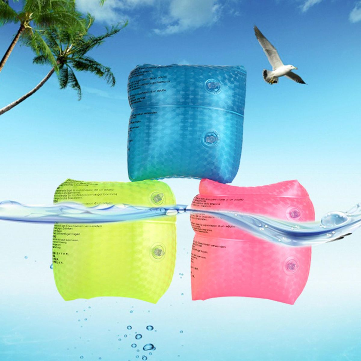Inflatable Arm Bands Swim Floater Sleeves Swimming Arm Floats For Pink