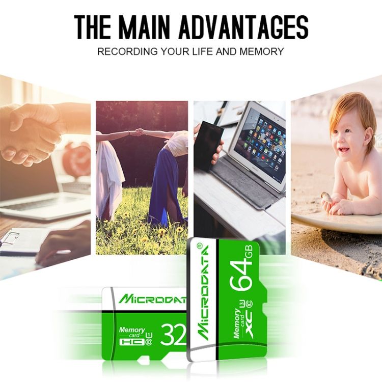 MICRODATA 64GB U3 Green And White TF(Micro SD) Memory Card