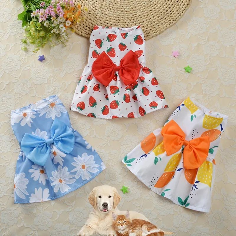 Small Dogs & CatsPet Clothes Sweet Sleeveless Bow Decor Dog ( Please Use Size Chart Before Purchase)