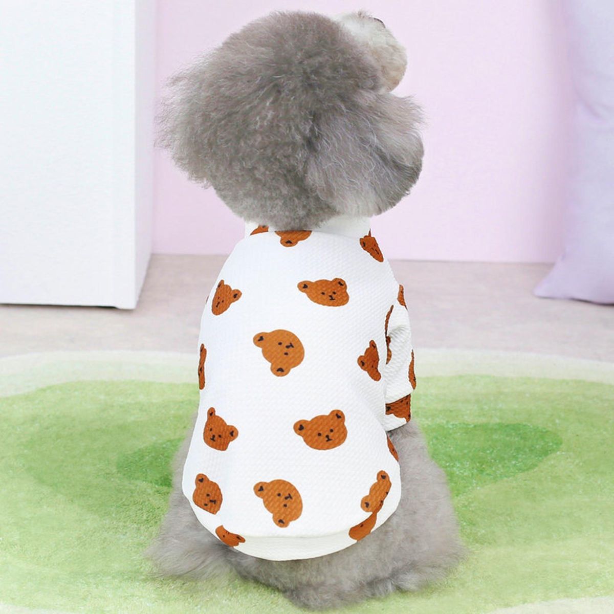 Cat Pullover Cartoon Bear Pattern Pet Cat Dog Two-legged Shirt White