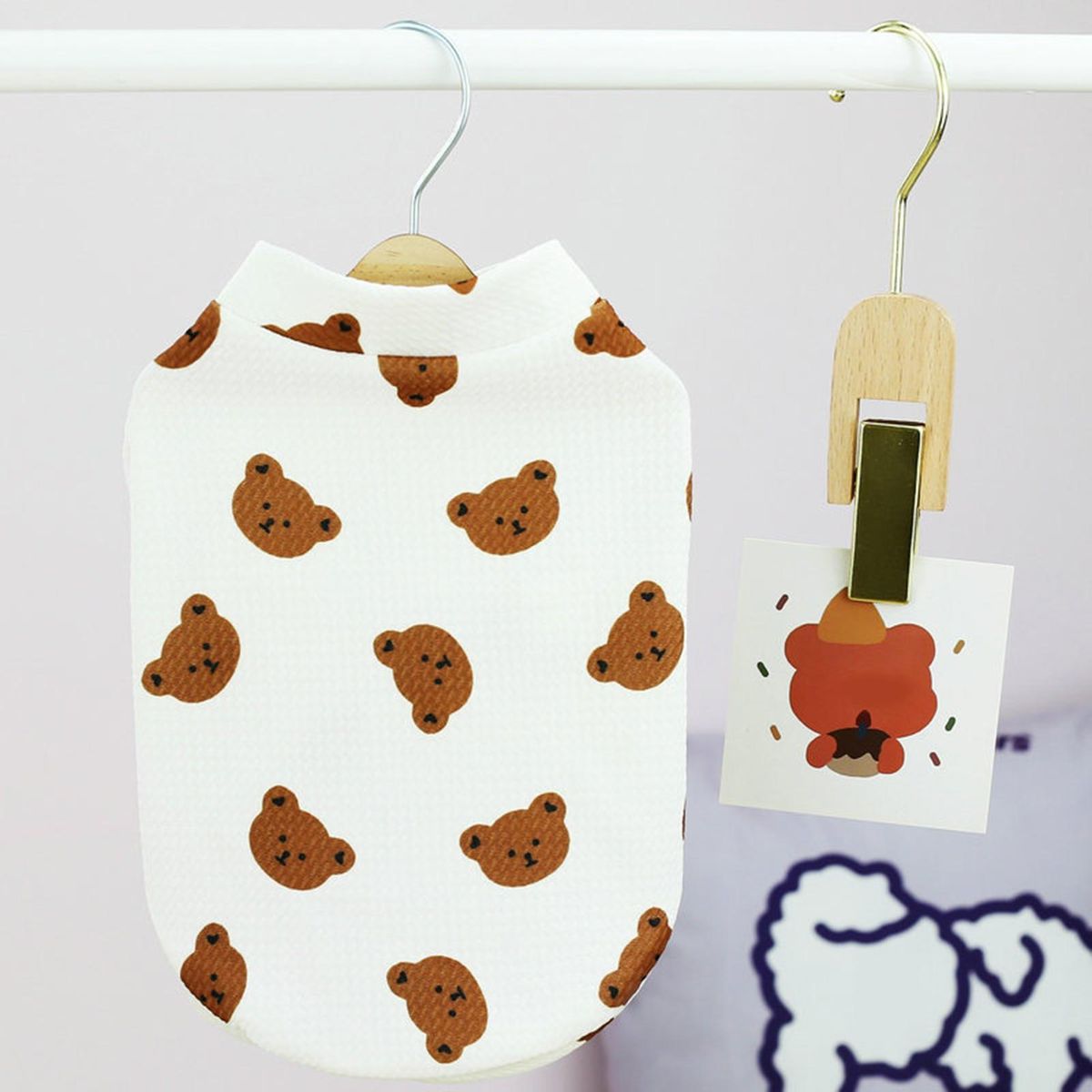 Cat Pullover Cartoon Bear Pattern Pet Cat Dog Two-legged Shirt White