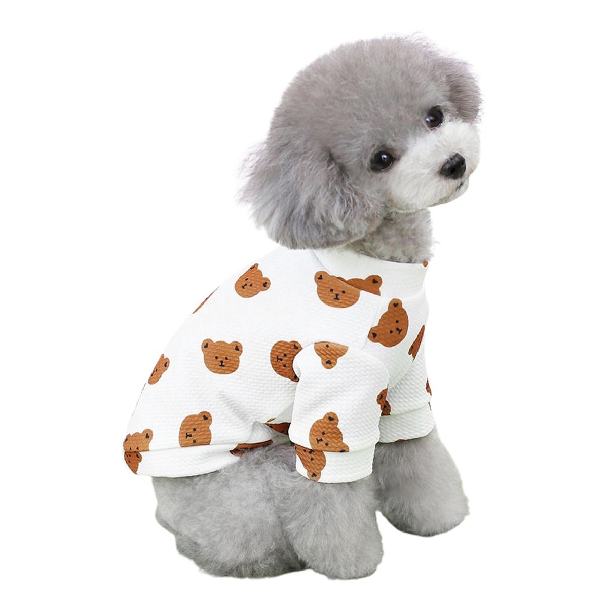 Cat Pullover Cartoon Bear Pattern Pet Cat Dog Two-legged Shirt White