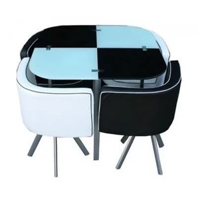 Oxford 4 Seater Glass Dining Set - White & Black