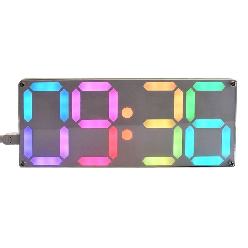 DIY-able Rainbow-colored Digital Clock With Large-screen Display Color Gradient