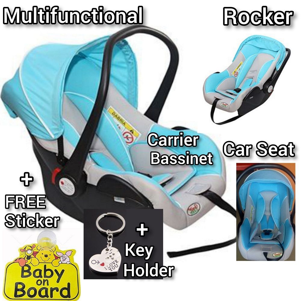 Carry Cot Carriage Baby Protective & Safety Car Seat/ Carrier & Rocker + Onboard Sticker+Key Holder