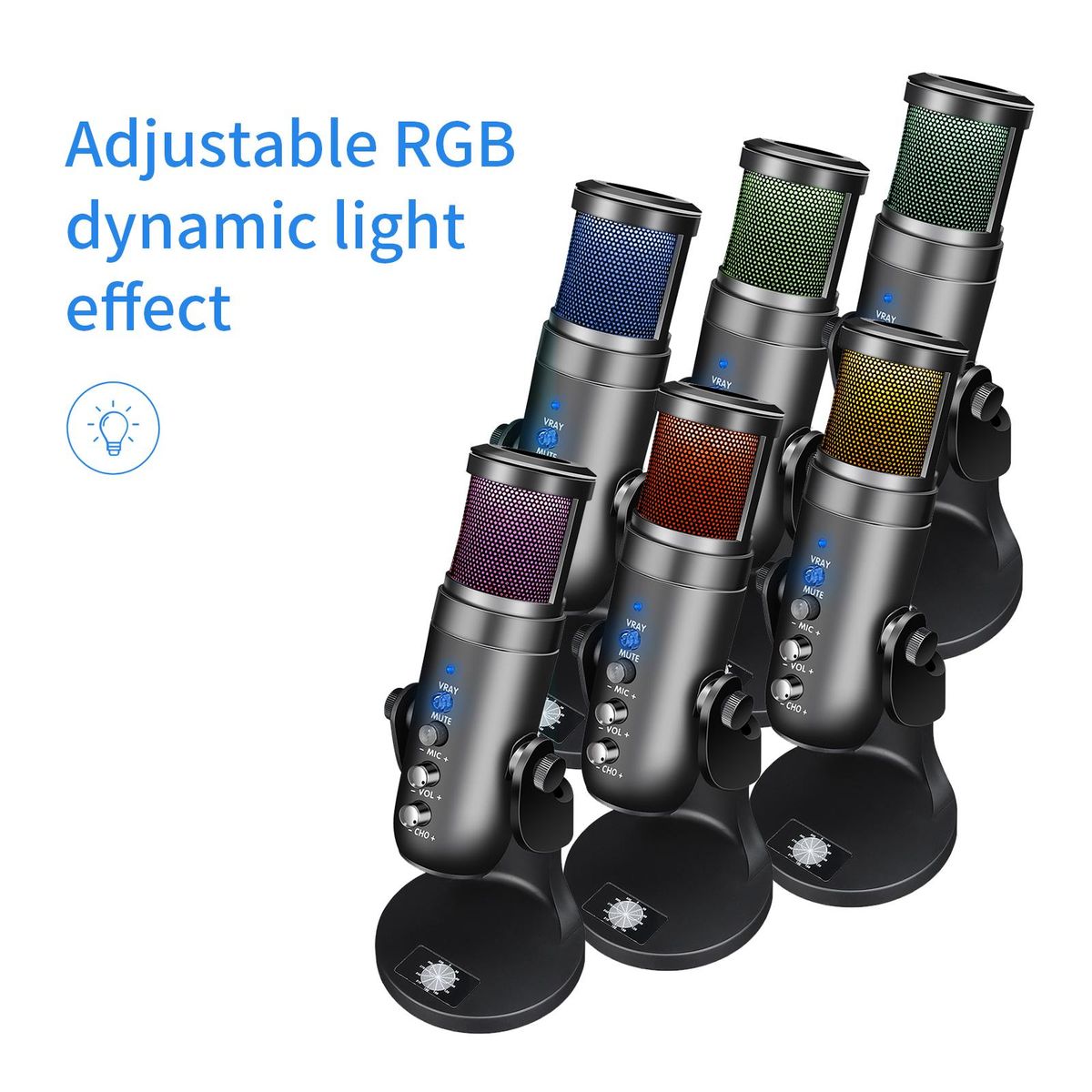 USB Microphone Computer PC Mic Heart-shape directional Condenser Conferencer with Stand Plug and Play Dynamic RGB Lighting Compatible with Windows MacOS for Meeting Streaming Singing Recording Podcasting Gaming