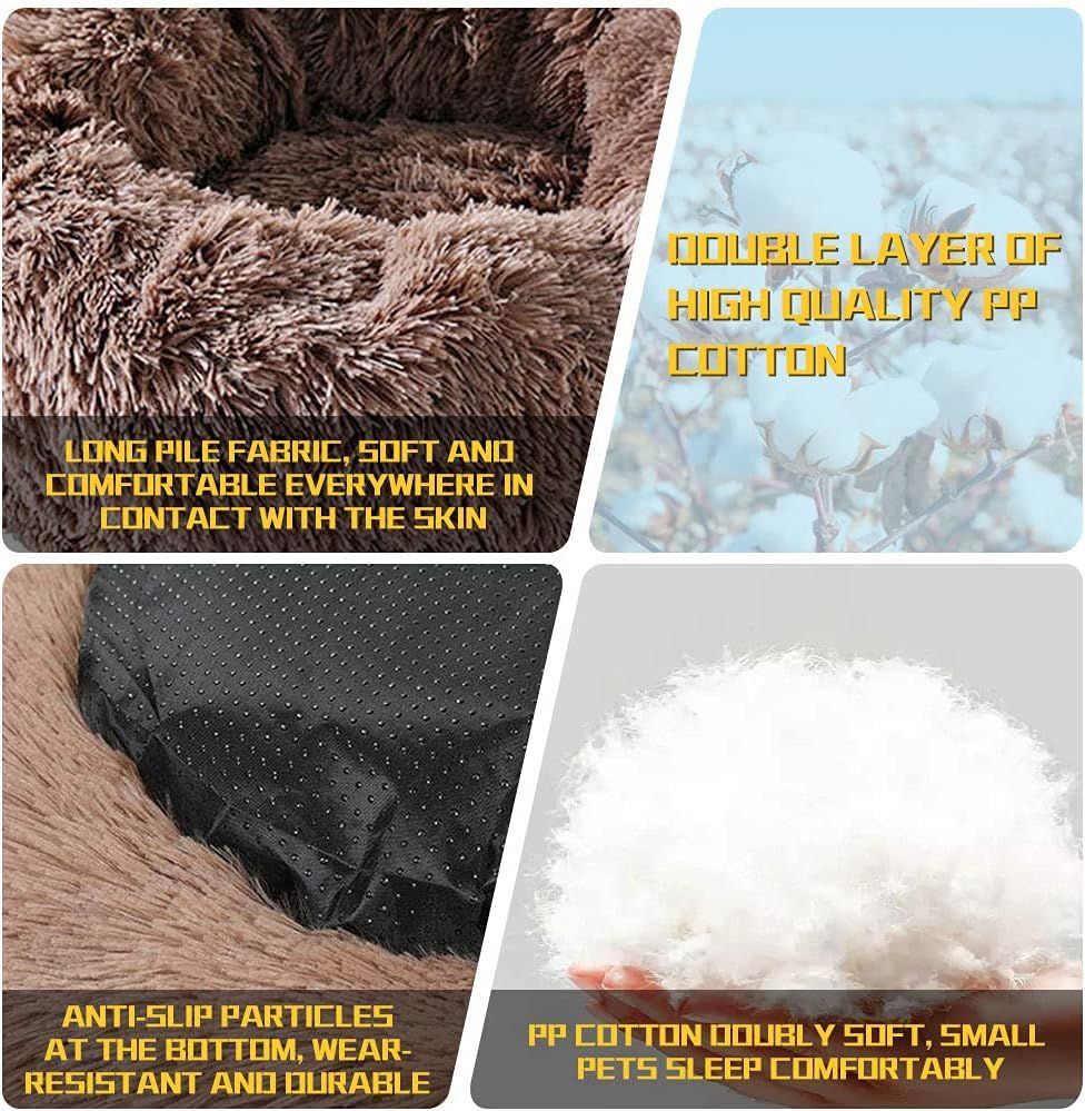 Calming Dog Bed For Small Pets- Washable, Fluffy Anxiety Bed