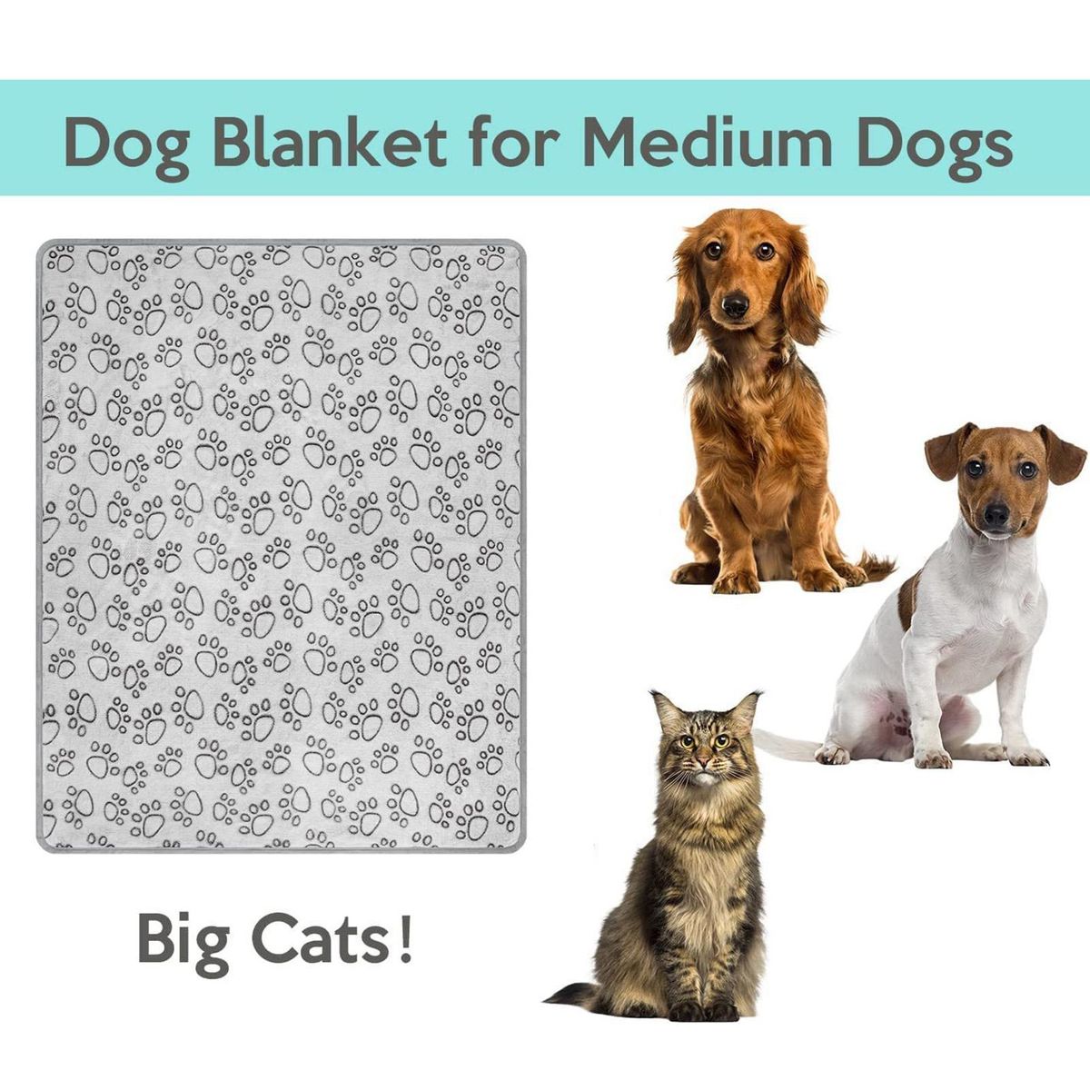 Sherpa Pet Blanket Cozy Paw Print Fleece Blanket Warm Soft for Dogs
