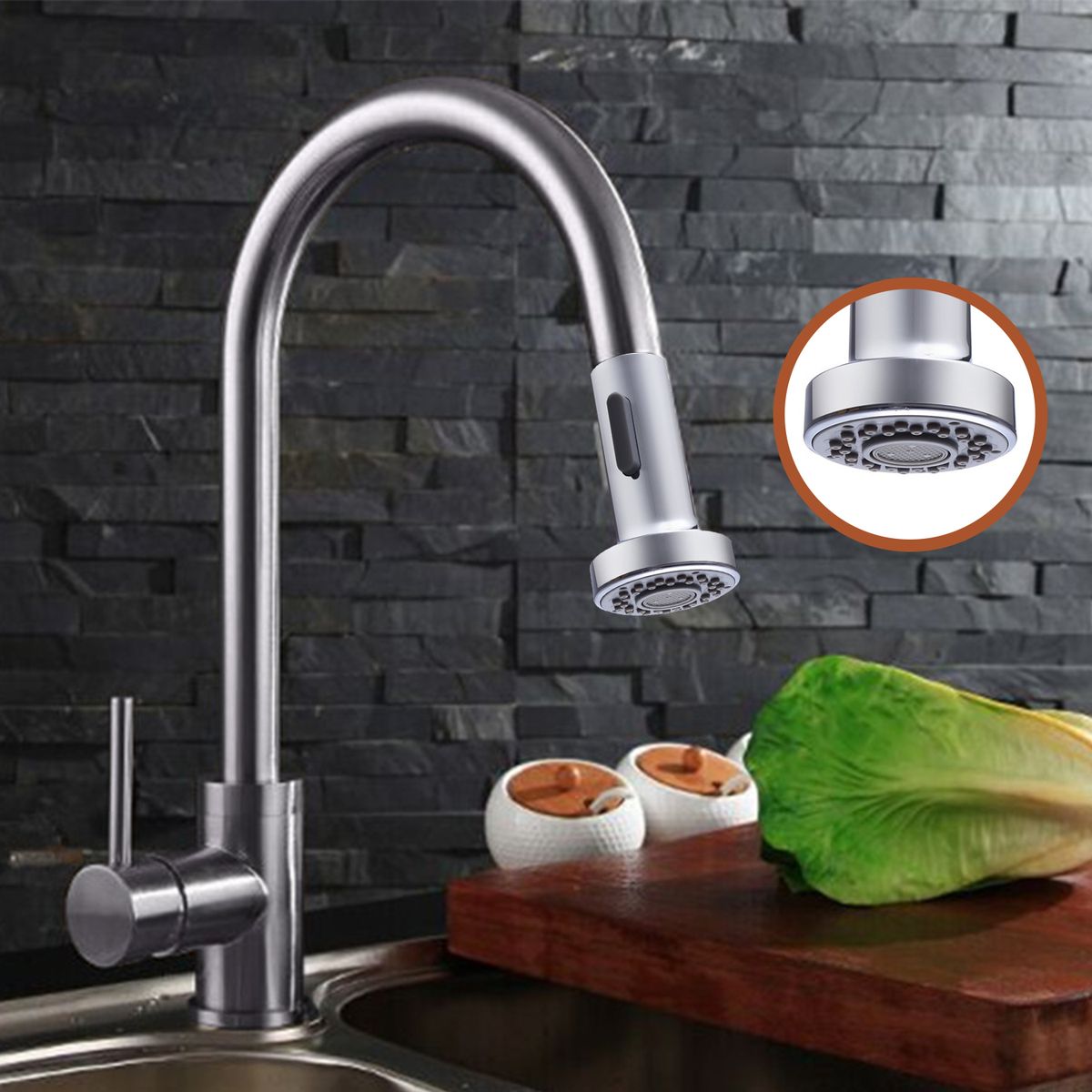 Faucet Spayer Head Sink 2 Functions Spray Head G1/2 Pull