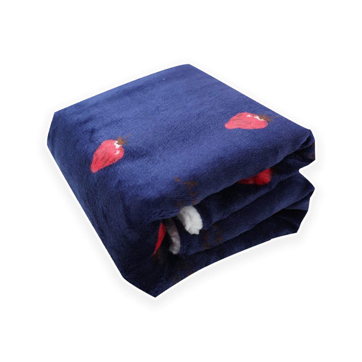 Dog Blanket Cute Strawberry Pattern Pet Cushion Navy Blue