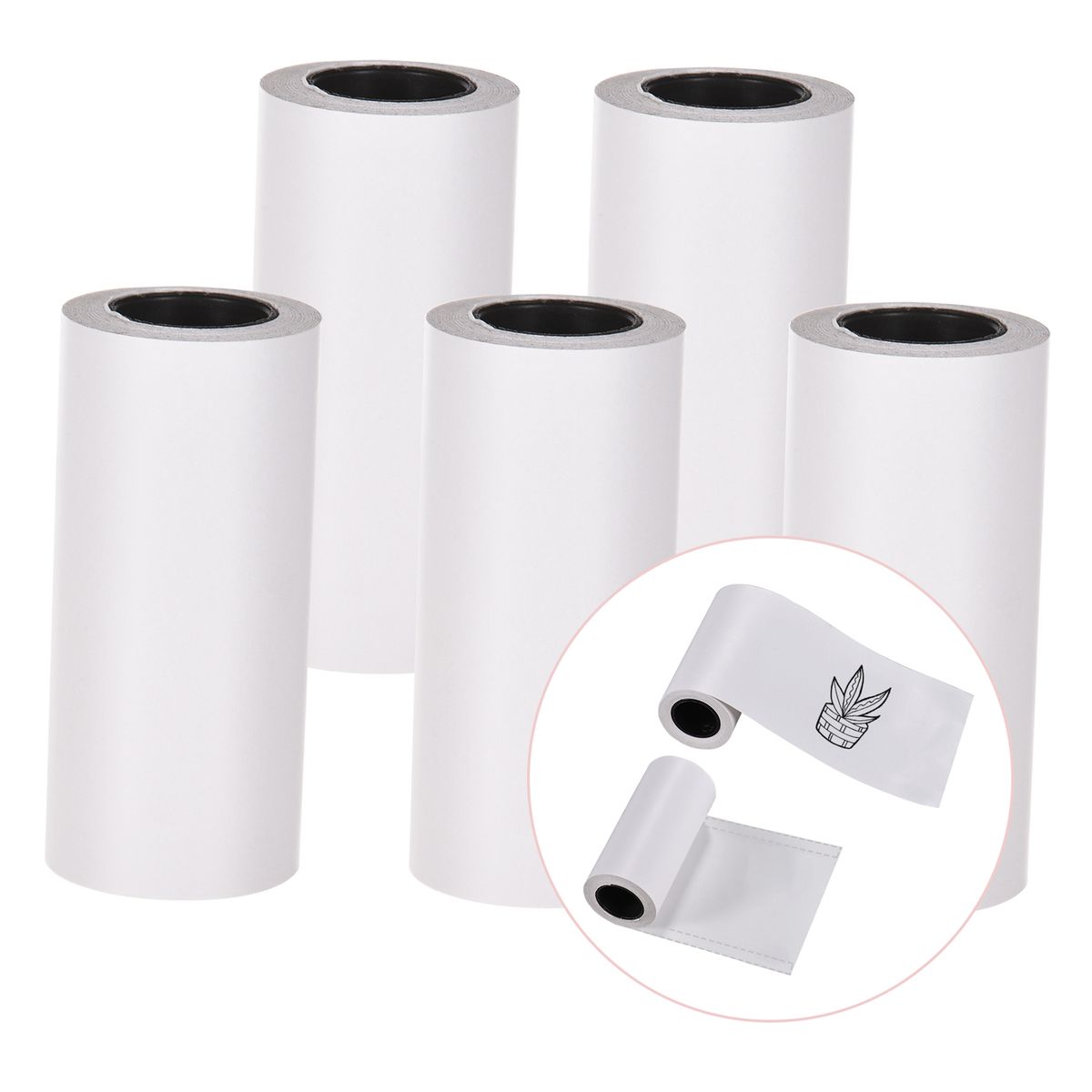 5 Rolls Self-Adhesive Thermal Paper Roll White Sticky Paper