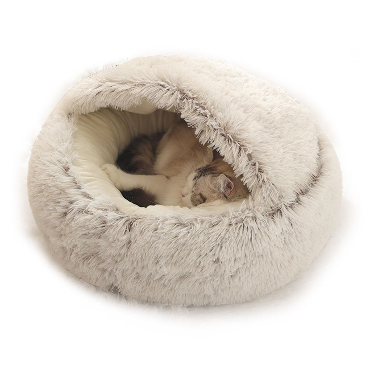 2-in-1 Round Plush Pet Cat Dog Sofa Bed Winter Warm Pet Cat
