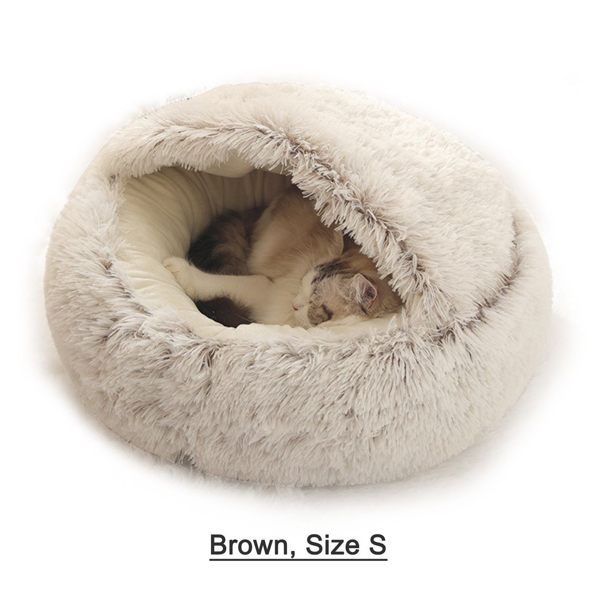 2-in-1 Round Plush Pet Cat Dog Sofa Bed Winter Warm Pet Cat