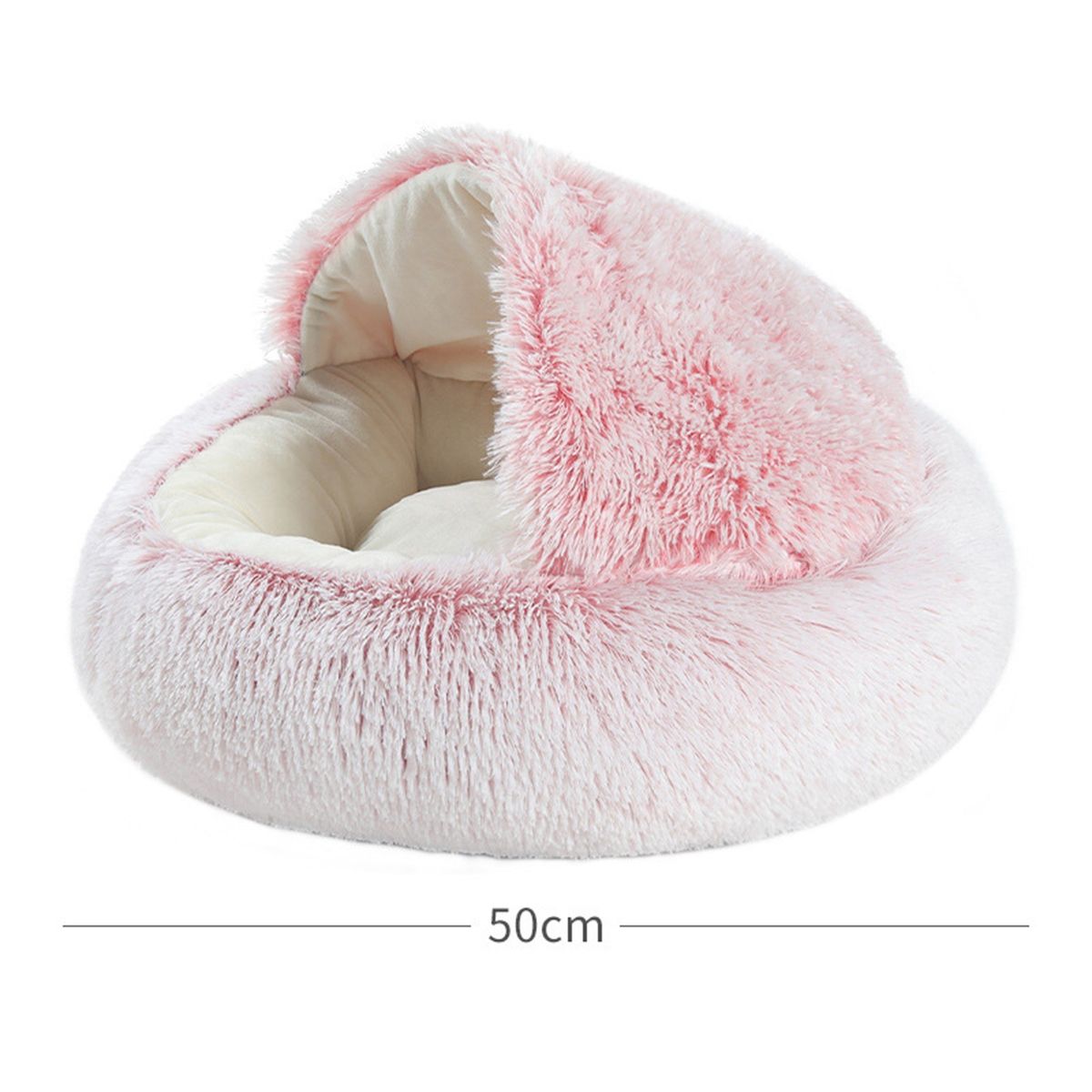 2-in-1 Round Plush Pet Cat Dog Sofa Bed Winter Warm Pet Cat