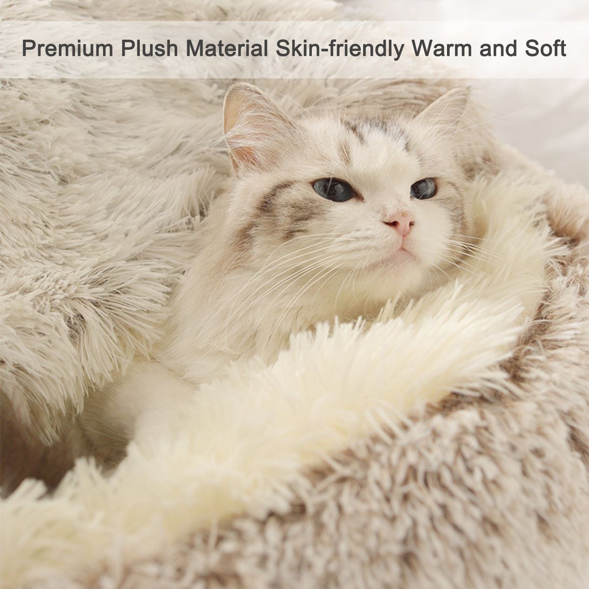 2-in-1 Round Plush Pet Cat Dog Sofa Bed Winter Warm Pet Cat