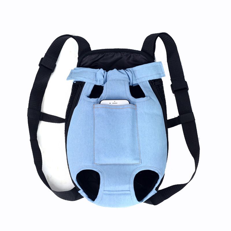 Pet Dog Front Chest Backpack Five Holes Backpack Check Dog