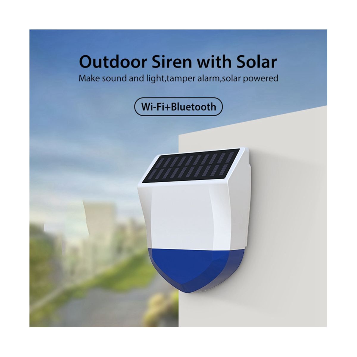 Bluetooth Wireless Solar Powered Alarm Human Body Sensing Alarm with IPX5 Waterproof Function for Outdoor Warning