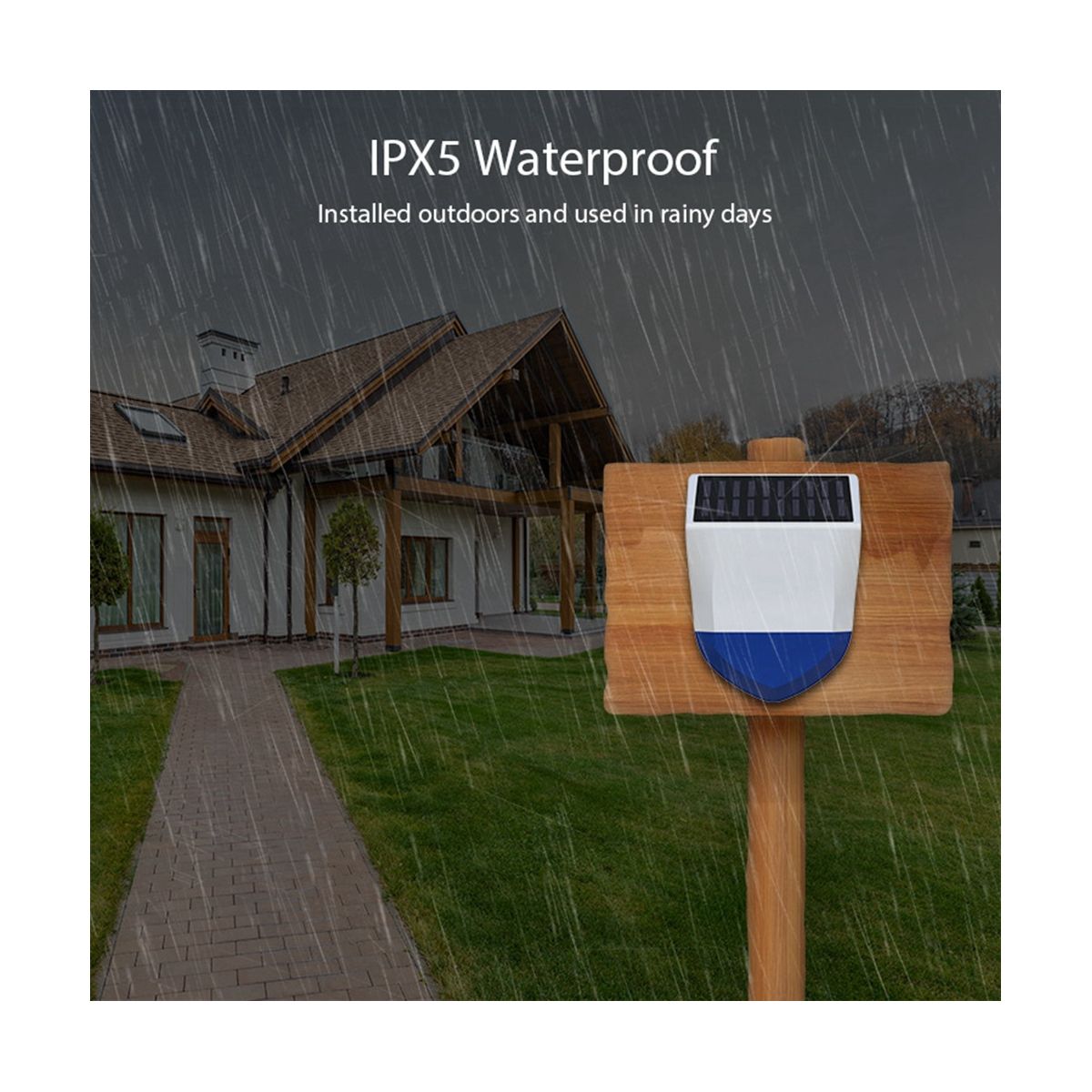 Bluetooth Wireless Solar Powered Alarm Human Body Sensing Alarm with IPX5 Waterproof Function for Outdoor Warning