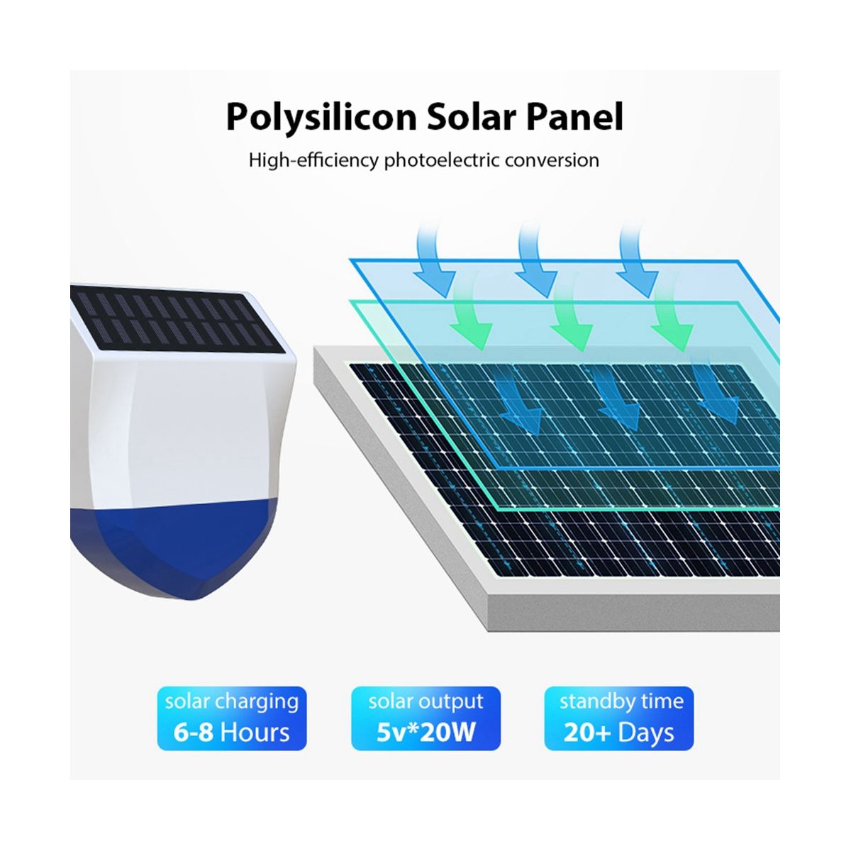 Bluetooth Wireless Solar Powered Alarm Human Body Sensing Alarm with IPX5 Waterproof Function for Outdoor Warning