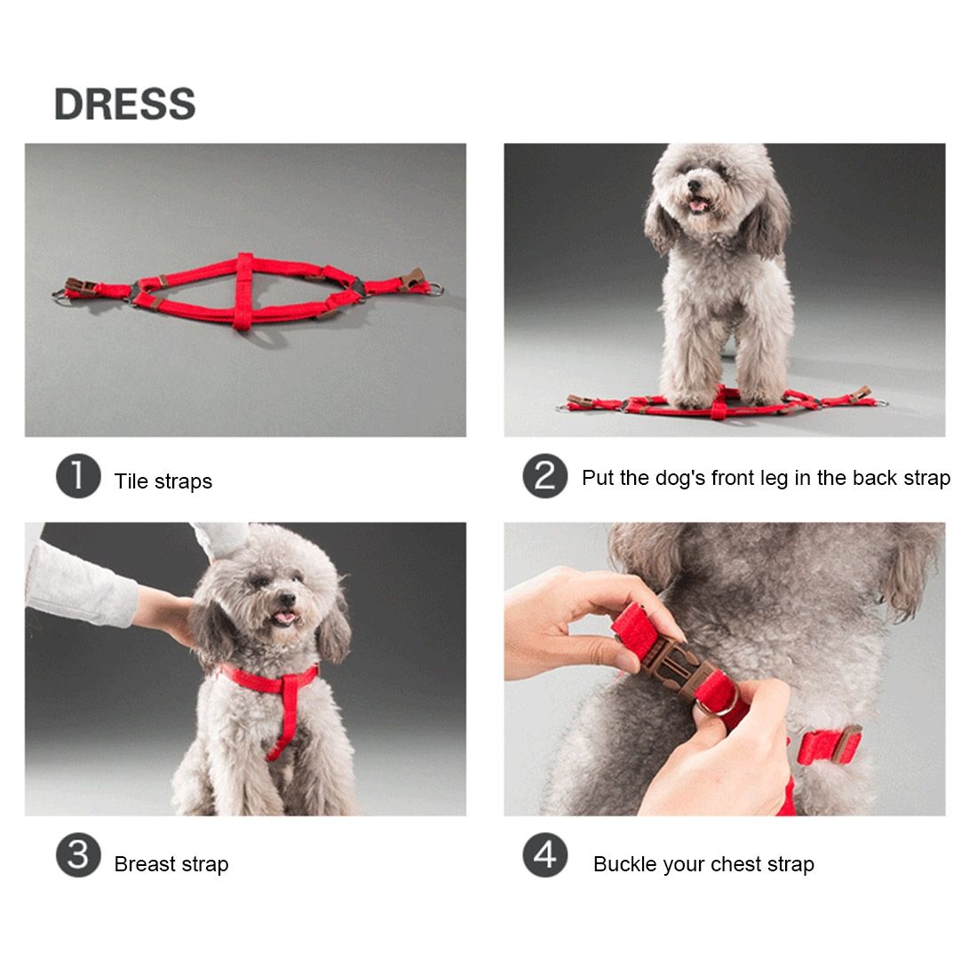 Pet Dog Collar + Harness + Leash Three Sets