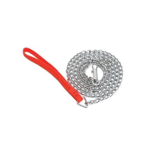 Chain Link Dog Leash Redhandle Pet Walking Tool For Medium  Dogs