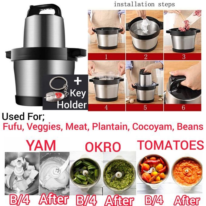 12 L Family Food Processor Blender Yam Pounder +Key Holder