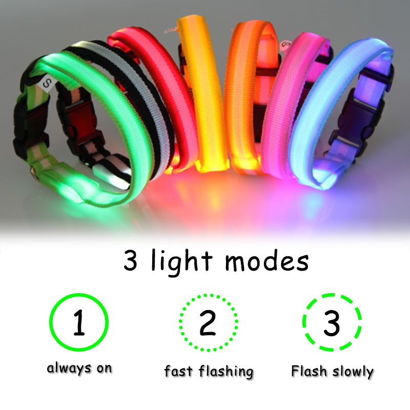 2pcs XL Adjustable USB Charging/Battery LED Anti-Lost Collar For Pet Dogs Puppies