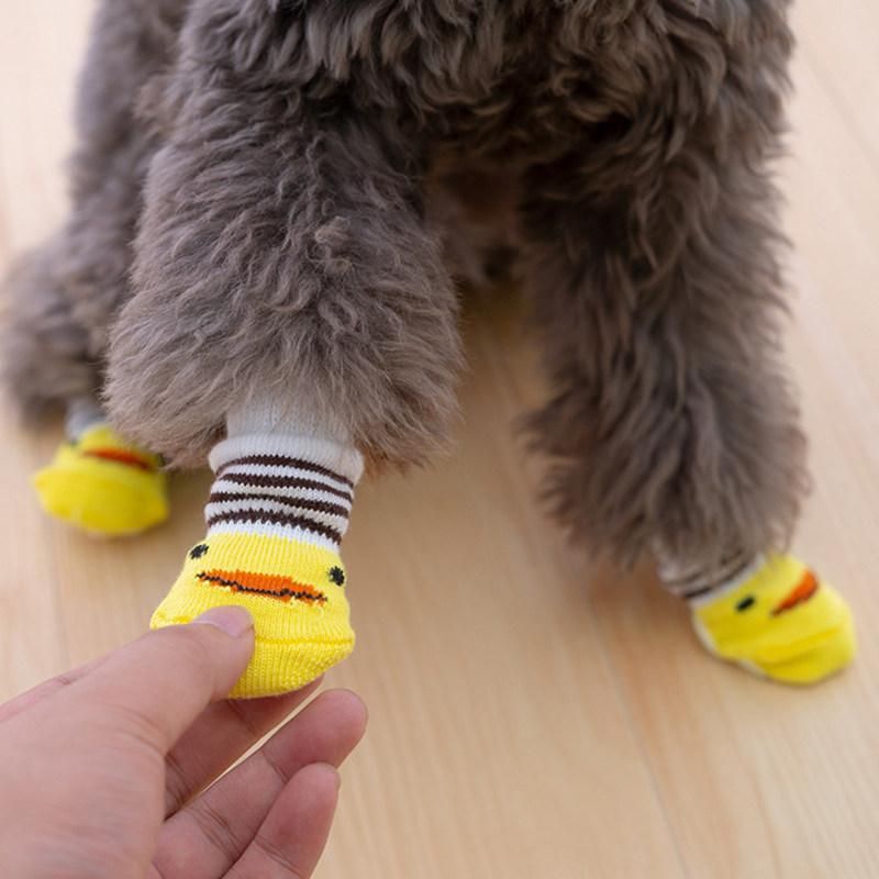 4Pcs Cats Dogs Cotton Warm Anti-Slip Cartoon Pattern-Green