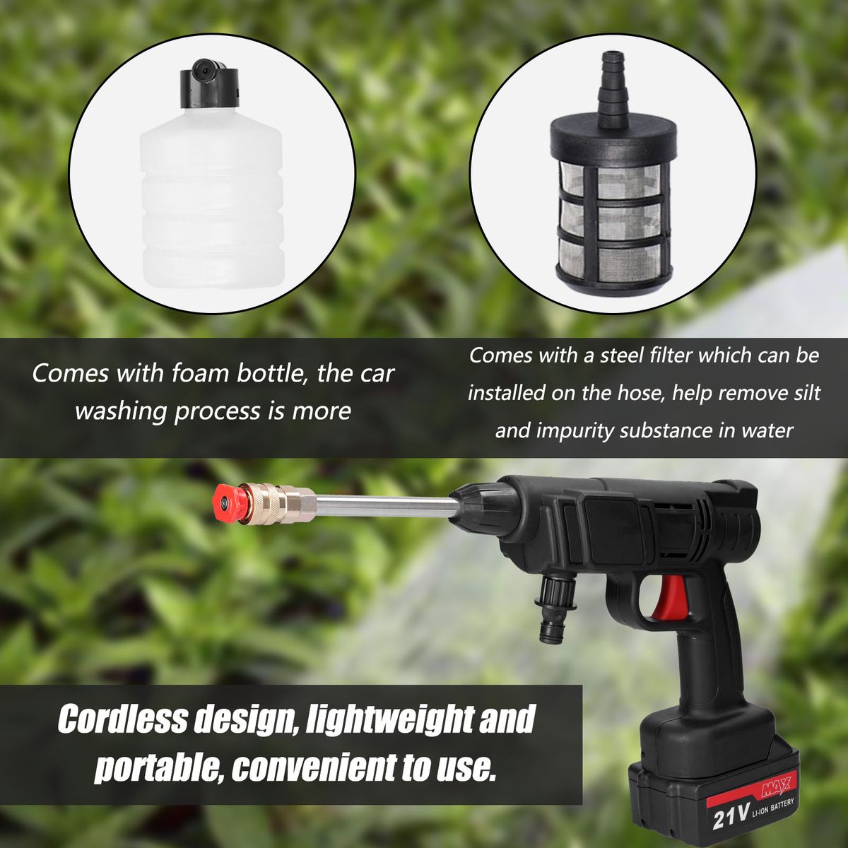 Household Cordless High Pressure Car Wash Tool Portable
