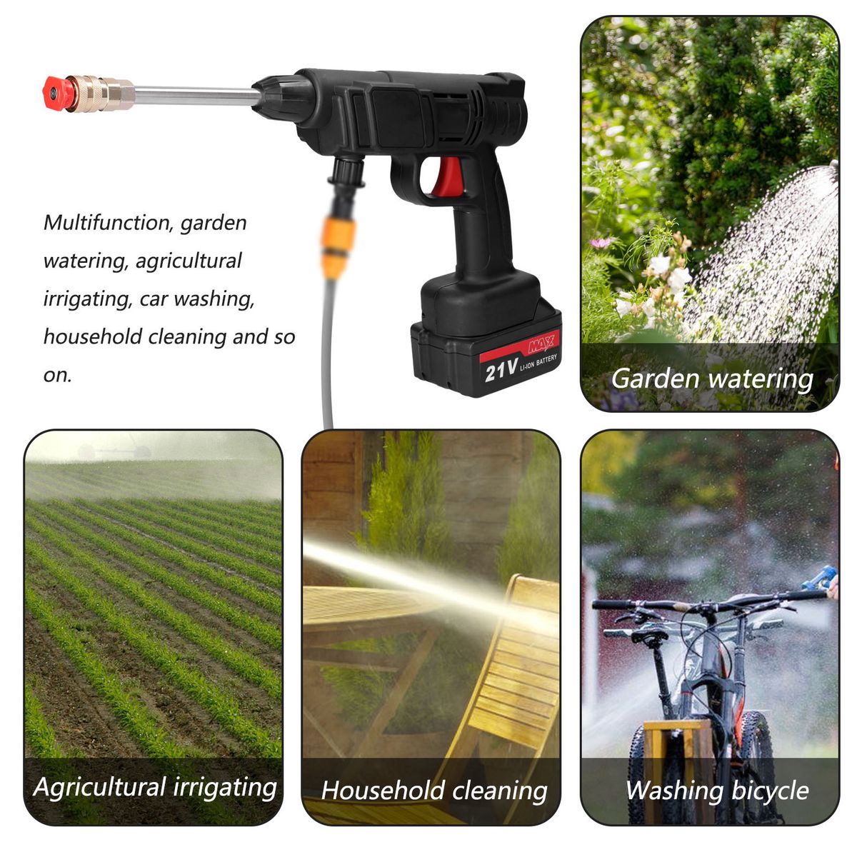 Household Cordless High Pressure Car Wash Tool Portable