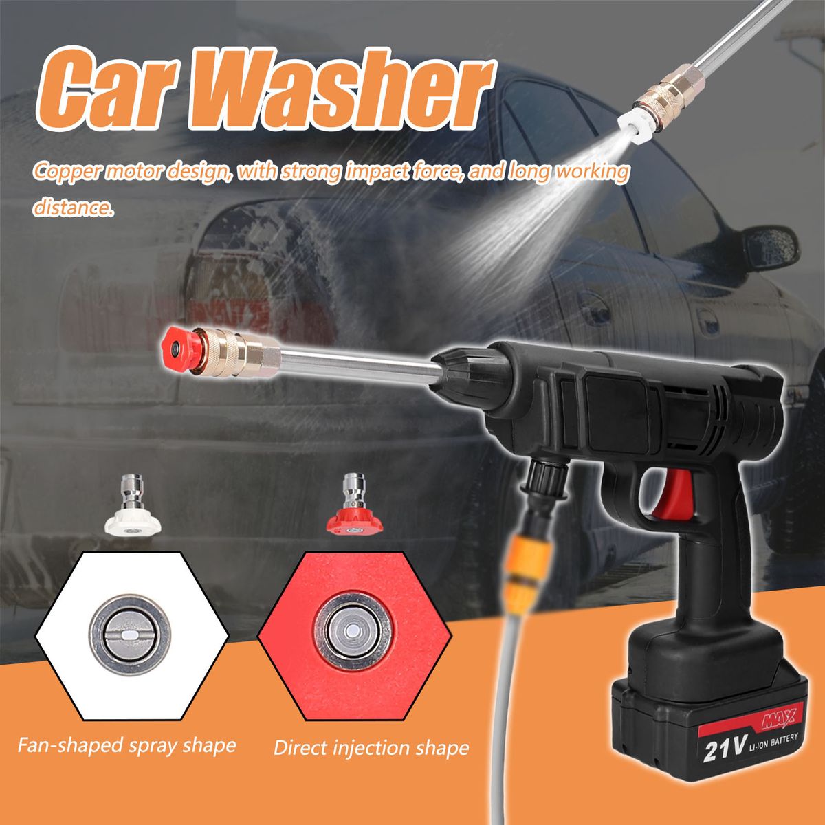 Household Cordless High Pressure Car Wash Tool Portable