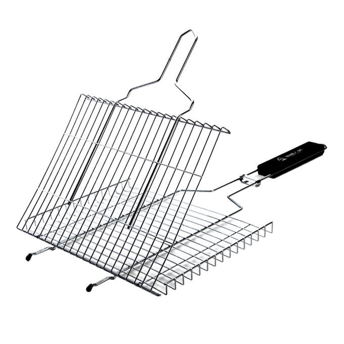 Folding BBQ Grill Basket For Grilling Fish Steak Vegetables Outdoor