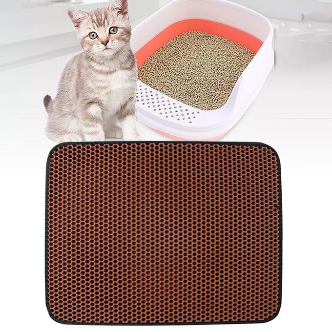 EVA Cat Litter Mat Waterproof Base Litter Boxes Double Brown 40x50cm