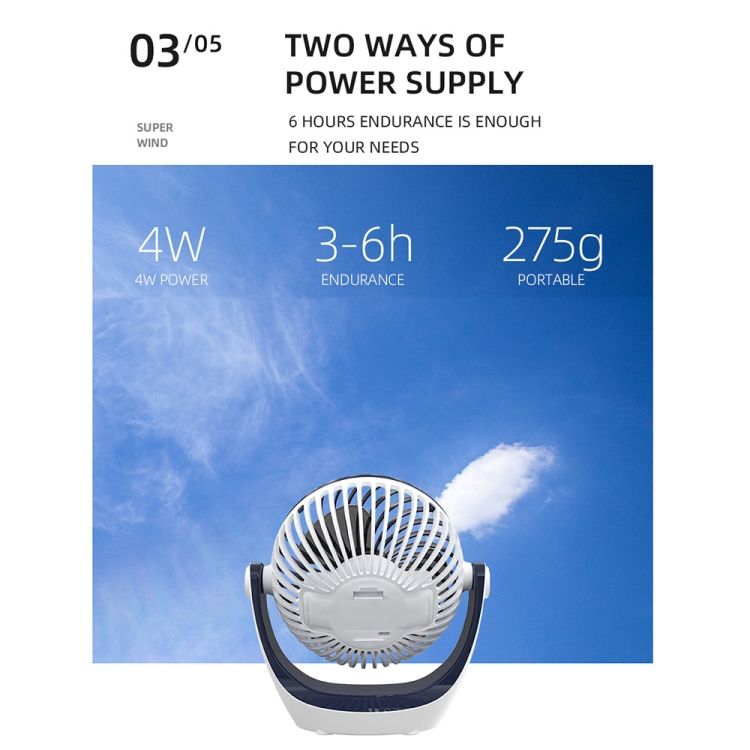 OCUBE D602 4W USB Charging Portable Desktop Fan