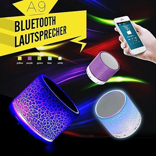 A9 Wireless Bluetooth Speaker Portable LED Mini Hands Free TF USB Subwoofer Music Sound Player For Car Phone Iphone PC(Black) HT-S