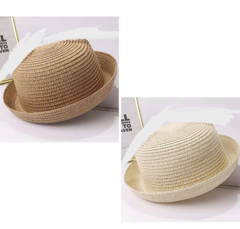 2 In 1 Set Children Fashion Straw Sun Visor Beach Hat For Outdoor And Party