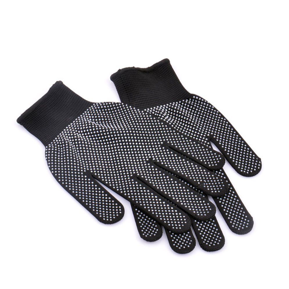High Temperature Heat Resistant BBQ Gloves Cotton  Silicone Non-Slip  Hair Styling Work Gloves Microwave  Oven Gloves Black