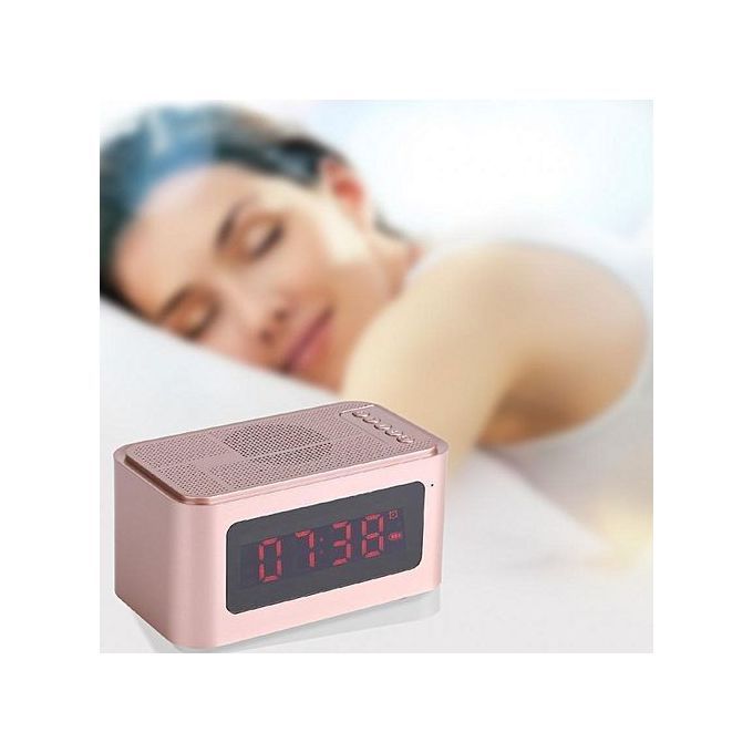 Multi-function Bluetooth Digital Alarm Clock LED Stereo Speaker FM Radio/MP3 Player/TF Gold HT-S