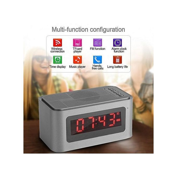 Multi-function Bluetooth Digital Alarm Clock LED Stereo Speaker FM Radio/MP3 Player/TF Gold HT-S