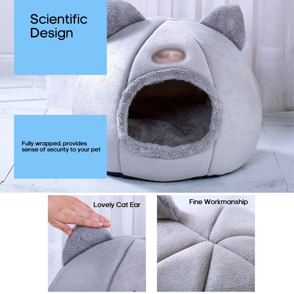 Warm Cat Bed Winter Soft Comfortable Pet Nest Indoor