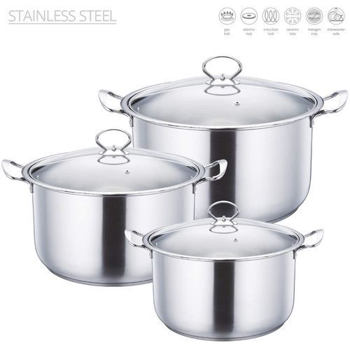 3 Set Stainless Steel Stock Pot -Gem Range Quartz 3Pcs