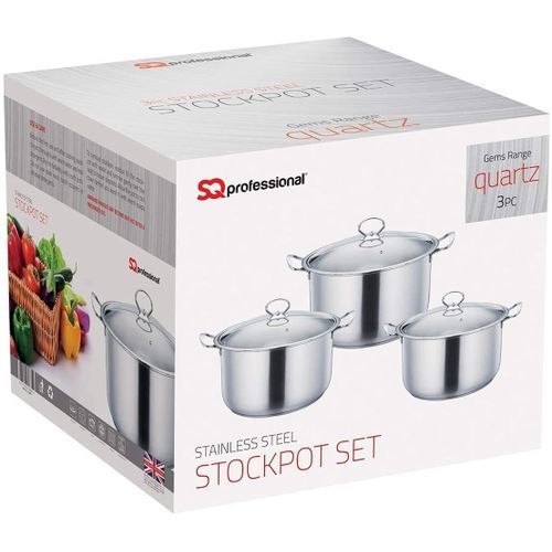 3 Set Stainless Steel Stock Pot -Gem Range Quartz 3Pcs