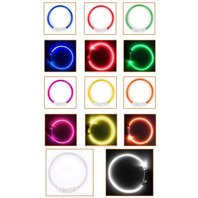 Dog  Ollar USB Re Hargeable Light-emitting Pet  Ollar TPU Dog Safety Light-red-70CM