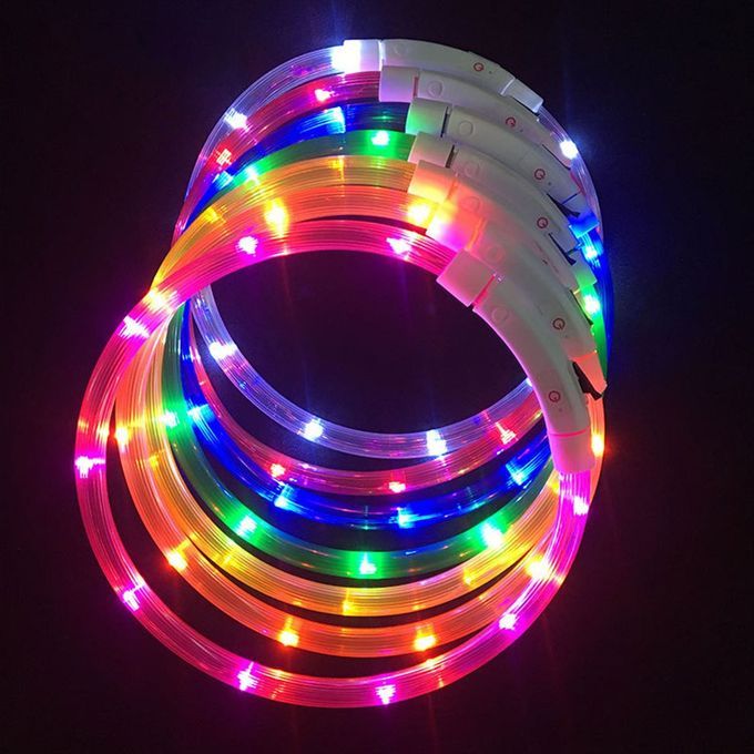 Dog  Ollar USB Re Hargeable Light-emitting Pet  Ollar TPU Dog Safety Light-red-70CM